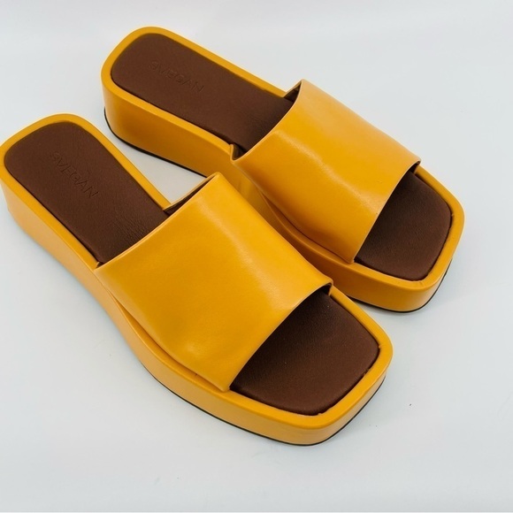Alohas Janice Platform Sandals‎ Slides Orange Svegan  90s Y2K EU41 10-10.5 - Picture 2 of 14